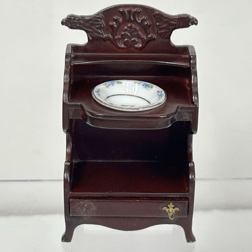Vtg Bespaq Miniature Dollhouse Victorian Wash Stand Basin Porcelain Bowl 1453